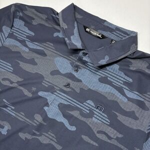 Travis Mathew Men Beachside Stealth Camo Golf Polo Shirt Size 3XL Blue Nights